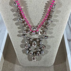 Stella & Dot Neon Dream Statement Necklace - Bold and sassy! Pink and Silver NWT